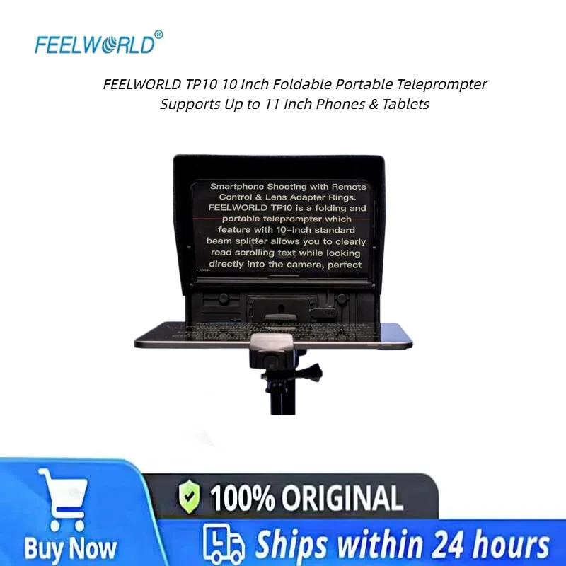 FEELWORLD TP10 10inch Folding Teleprompter Support Wide Angle Lens Multi 1/4 Mount Thread For Interview Speech Online Live
