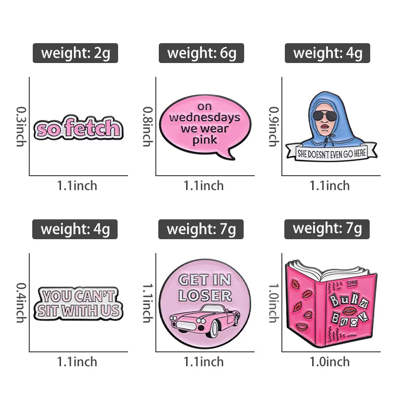 Mean Girls Enamel Pins Custom Brooches YOU CAN'T SIT WITH US Lapel Badges Cartoon Campus Youth Movie Jewelry Gift for Friends