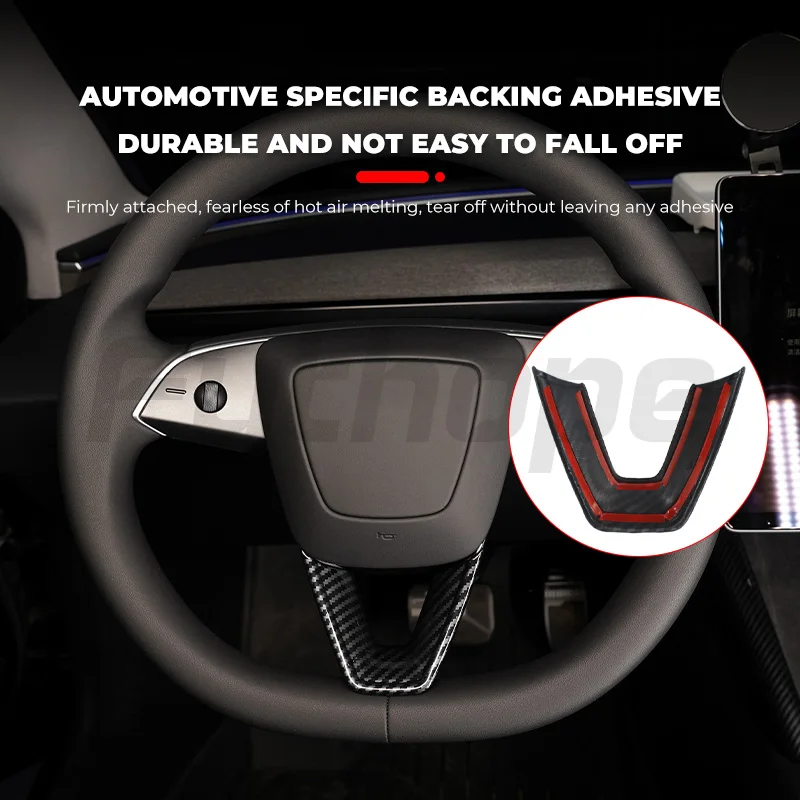 Futhope Steering Wheel ABS U-shaped Patch for Tesla Model 3 Highland Protective Decoration Anti Slip Scratch Resistant