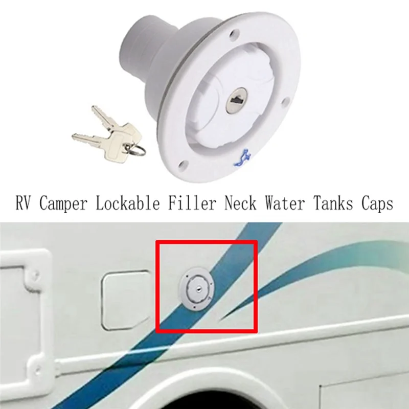 Trailer Tank Caps Accessory With Lockable Filler Neck For RV Camper Fresh Water Tanks - Caravan Water Fill Inlet-N25R
