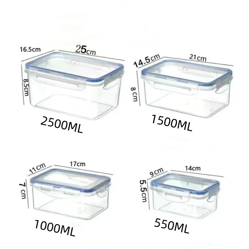 Verzegelde rechthoekige koelkastopbergdoos met deksel Kunststof crisper magnetronverwarmde lunchbox met deksel - afbeelding 1