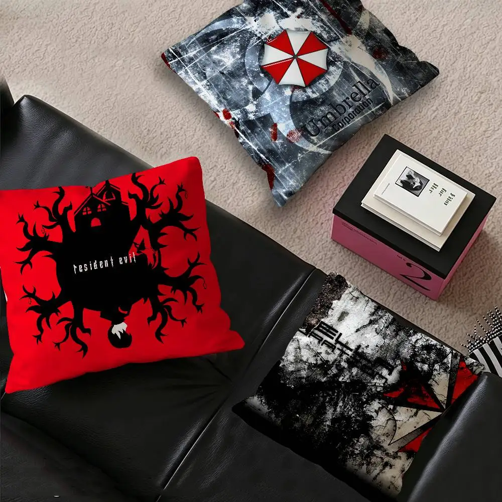 Resident Evil Umbrella Us Troops Pillow Covers Cartoon Sofa Decorative Home Double-sided Printing Short Plush Cute Cushion Cover