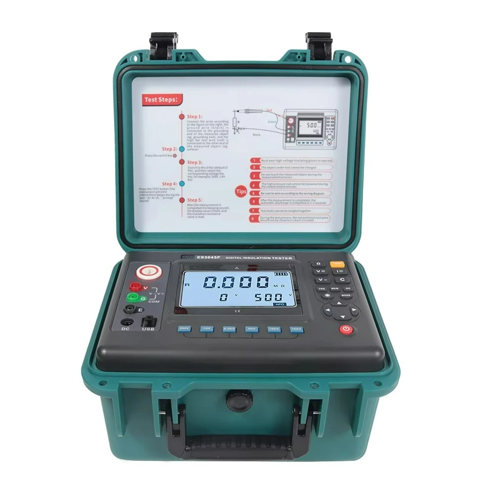 

ES3045F Portable Insulation Resistance Tester 100V; 250V; 500V; 1000V; 2500V; 5KV, 10KV, 15KV