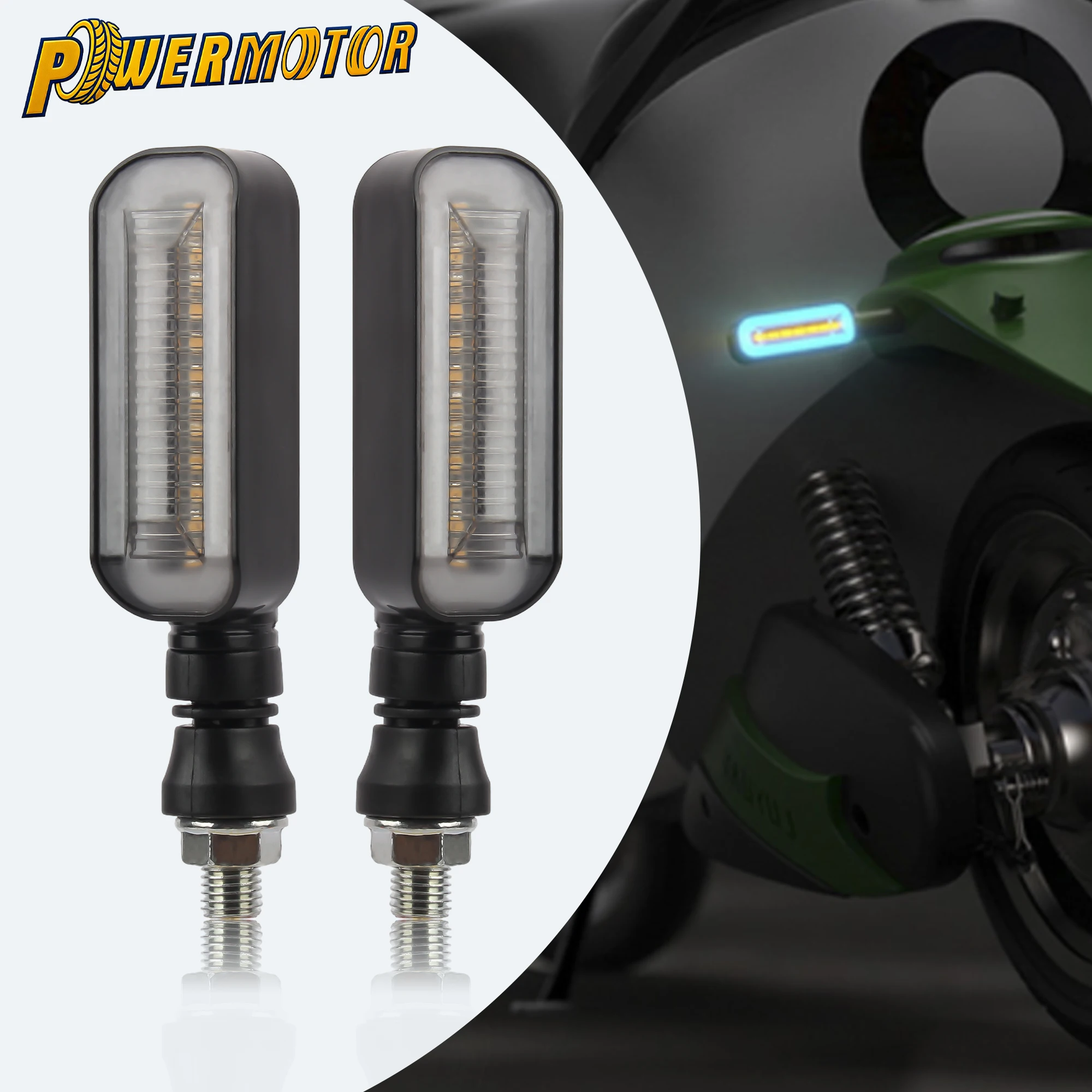

Motorcycle LED Turn Signal Lights Blinker Flowing Water Indicators Light Universal For Kawasaki Yamaha Honda 10mm Flasher Front