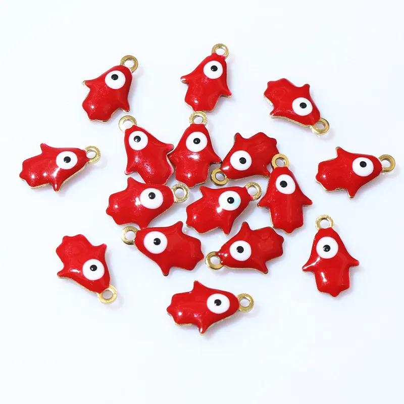 20pcs 13x9mm Enamel Evil Eyes Hand Charms Pendant Small DIY Jewelry Making Accessories Findings for Necklace Bracelet Earrings