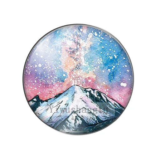 Fashion Mountain moon landscape Art paintings 12mm/18mm/20mm/25mm Round photo glass cabochon demo flat back Making findings