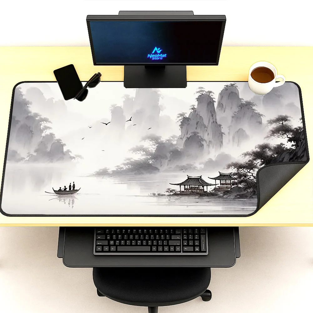 

Chinese Landscape Mouse Pad Ink Wash Zen Minimalist Desk Decor 1200x600 Smooth Surface Anti Slip Art Oriental Accessory