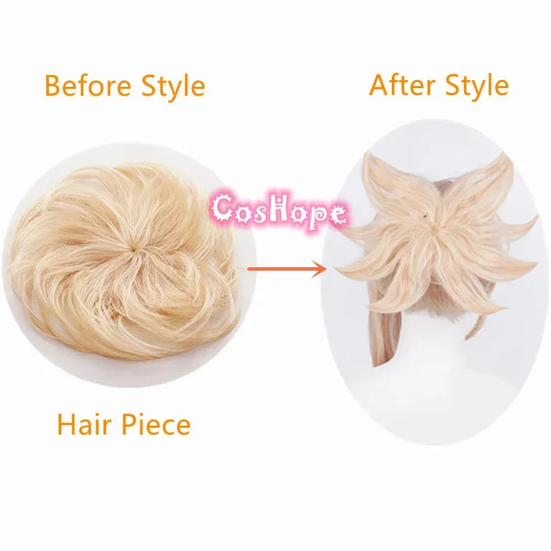 Yoimiya 45 سنتيمتر شعر مستعار أصفر أنيمي تأثيري مقاومة للحرارة بيروكات صناعية الشعر هالوين #4