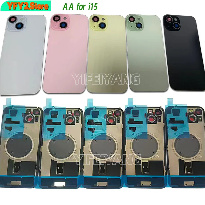 10Pcs AA Back Battery Glass Cover With Wide Big Camera Hole For IPhone 15 14 13  11 12 Pro Max 14p Rear Housing Replacement