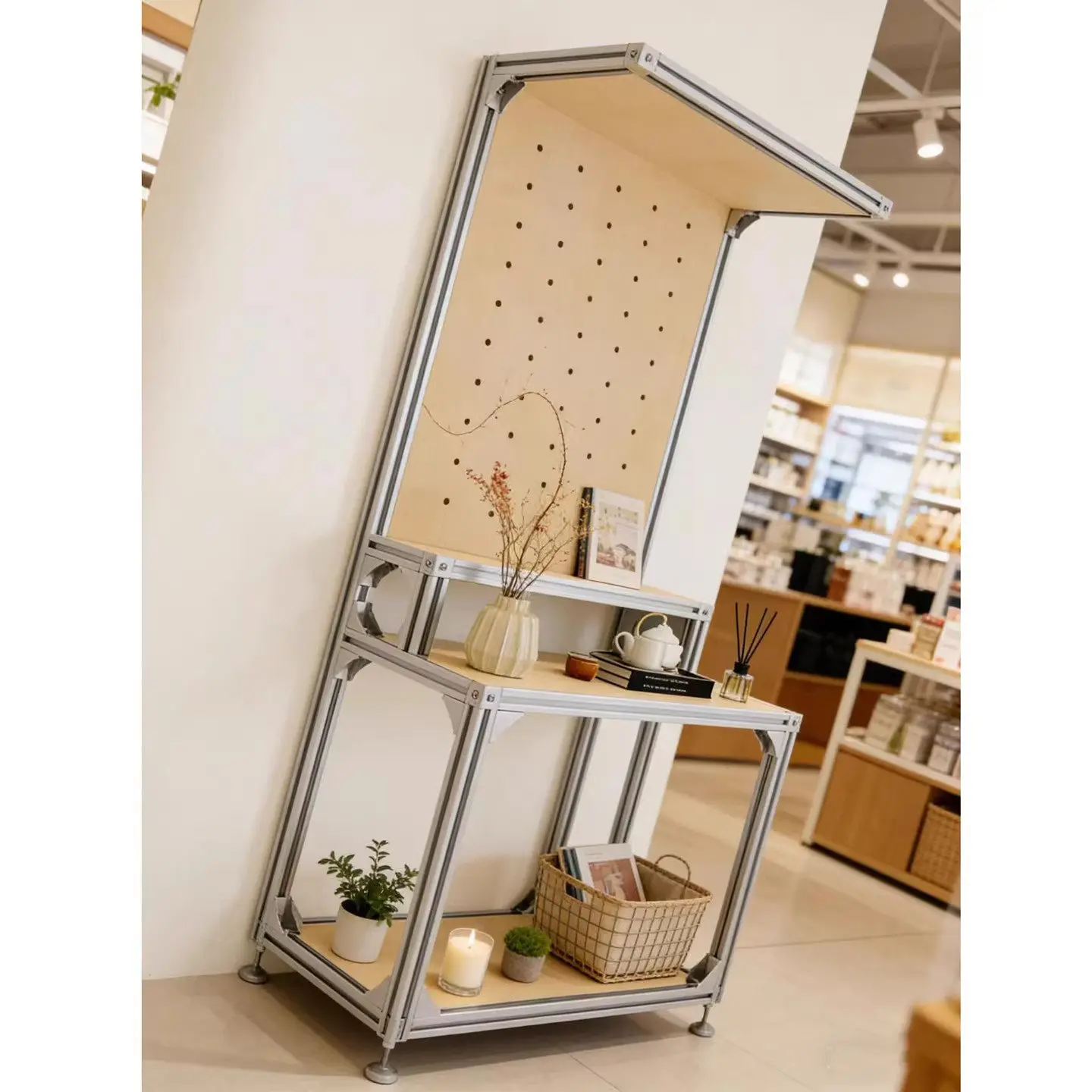 Aluminum profile shelf Ocean board Multi-layer birch dining side cabinet Bauhaus jewelry display cabinet Product sample