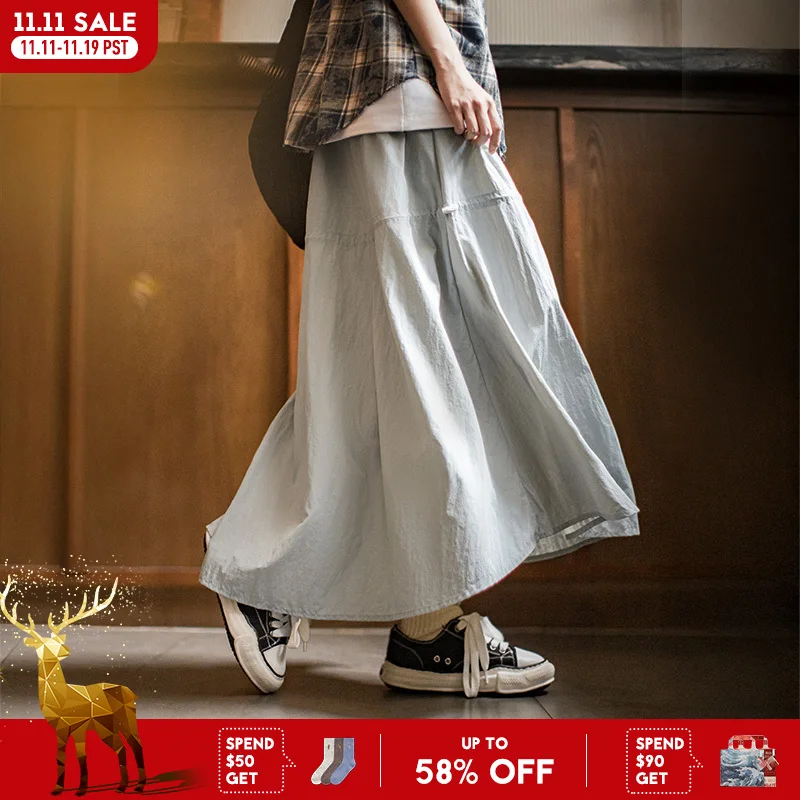 

Женская повседневная макси-юбка Maden, легкая юбка-трапеция с эластичной резинкой на талии и боковыми карманами, дышащее двухслойное летнее платье