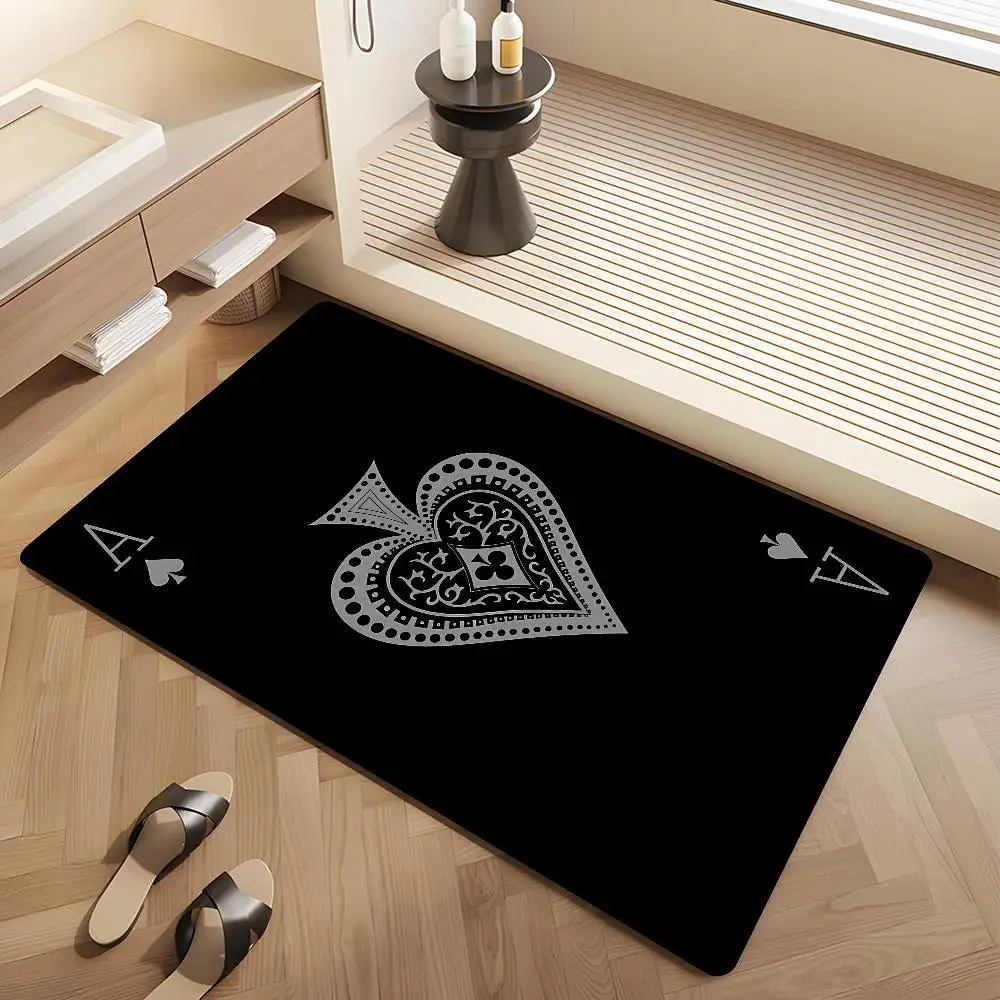 Ace Of Spade Bathroom Mat Anti-slip Absorb Water Long Strip Cushion Bedroon Mat Welcome Doormat
