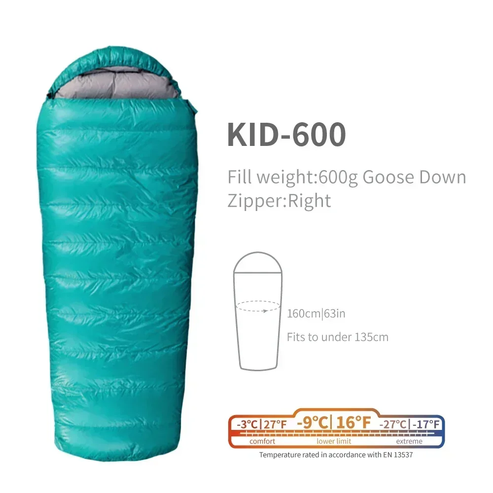 AEGISMAX KID200-600 Series Child Sleeping Bag 800FP Goose Down Ultralight Outdoor Camping Hiking Sleeping Bag for Children