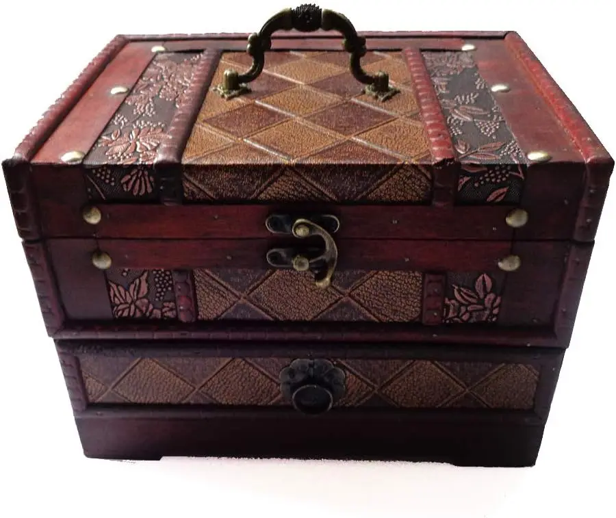 

Ретро-шкатулка для украшений из дерева, органайзер, контейнер, с зеркалом, для девочек