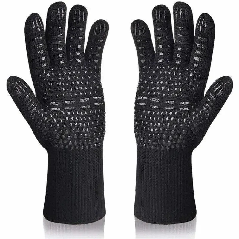 1472°F Heat Resistant Fireproof Oven Mitts Long Silicone Mittens BBQ Gloves Grilling Gloves for Kitchen Smoker Barbecue Camping