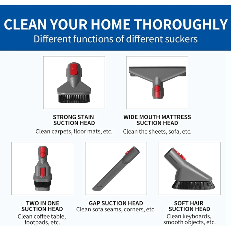 For Dyson V15 V11 V10 V7 V8 Vacuum Cleaner Accessories Flexible Extension Hose Mattress Tool Stiff Brush Soft Bristle Attachment