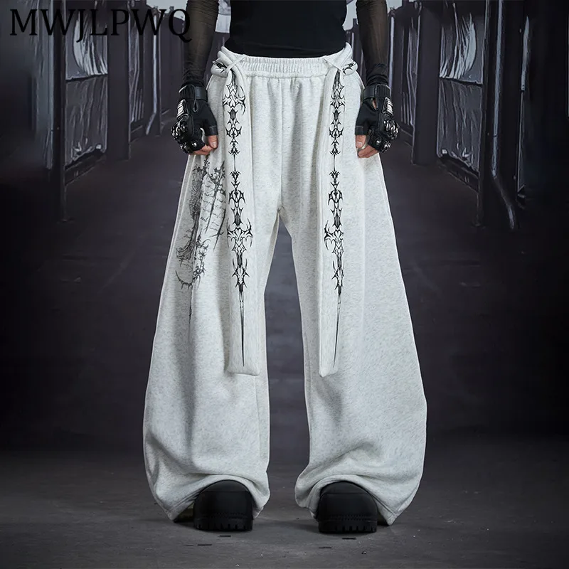 

Мужские повседневные брюки MWJLPWQ с новым принтом, съемной лентой, многофункциональные, свободного кроя, в стиле «широкие штаны», весна 13096