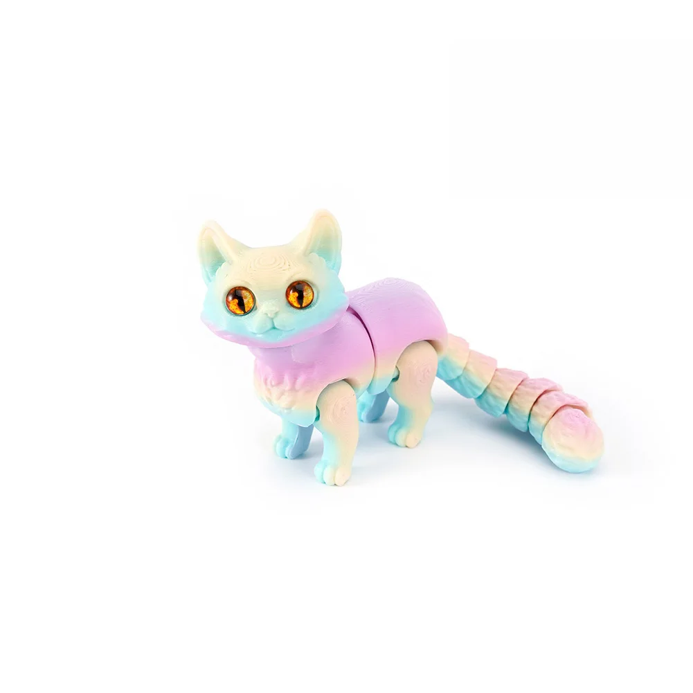 

3D Printed Cute Colorful Candy Cat Action Figures Artware Desktop Ornament Room Home Decoration