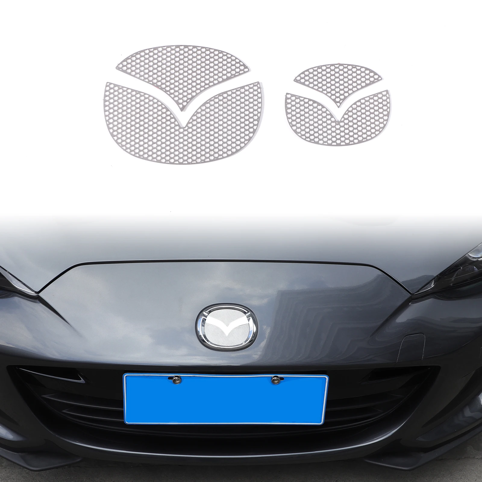 

Передние и задние клейкие подушечки для эмблемы из нержавеющей стали для Mazda MX-5 2016-2024, автомобильные внешние аксессуары