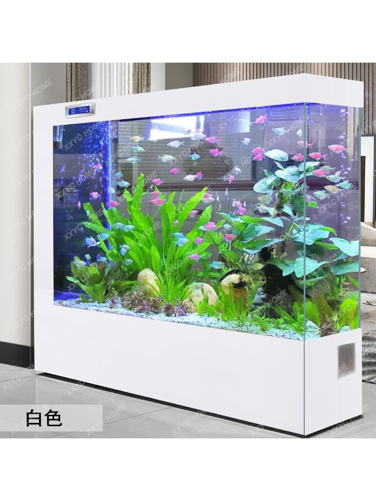 Simple Rectangular Subareas Screens Super White Fish Globe Household Aquarium Medium and Large Floor Living Room Home