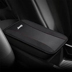 Car Armrest Mat PU Leather Center Console Arm Rest Protection Cushion For Jeep Renegade Wrangler JL JK Gladiator Grand Cherokee