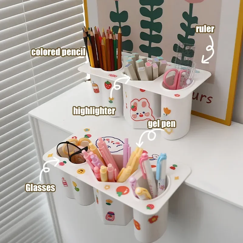 

Ins Desk Pen Holder Organizer Free Punch Desktop Cute Storage Rack Desk Stationery Storage Box Tableside Japanese Pencil Box