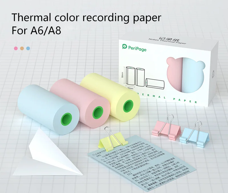 Peripage Thermal Paper 50*15mm 56*30mm  70*30mm80*30mm  110*30mm in cheap price with best quality Suitable for A6/A8