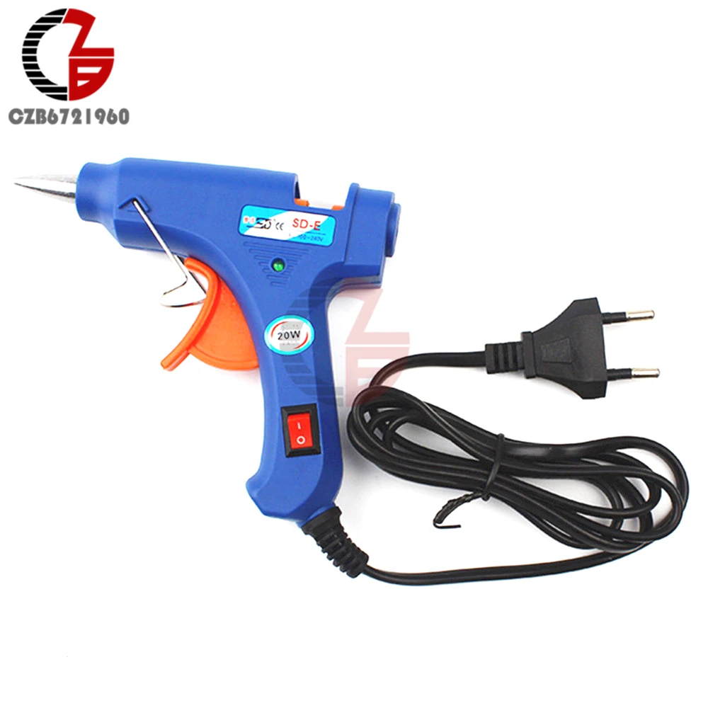 20W EU Plug Hot Melt Glue with 7mm Glue Stick Industrial Mini Guns Thermo Electric Heat Temperature Tool