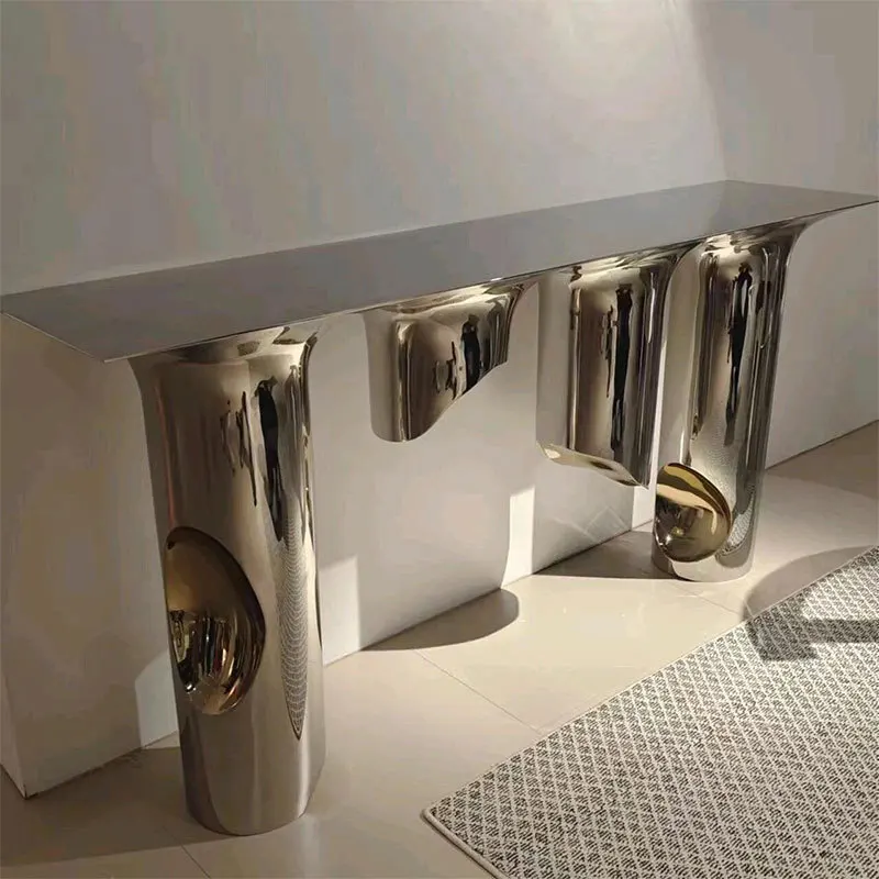 Light luxury stainless steel hotel lobby entrance table