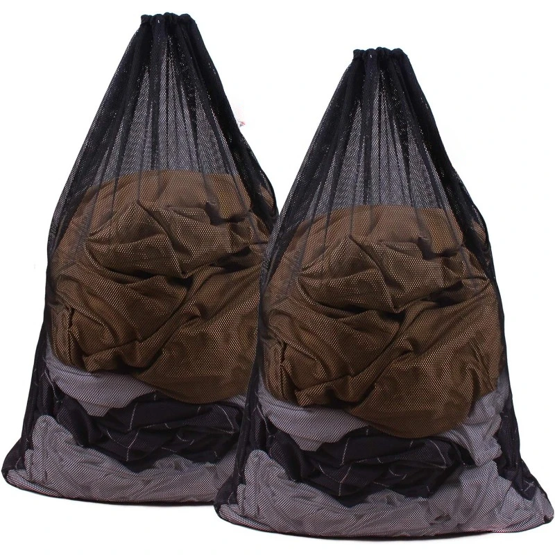 

Mesh Laundry Bag Heavy Duty Drawstring Bag, Factories, College, Travel and Apartment Dwellers, 24 x 36 Inches, 2 Pack, Black