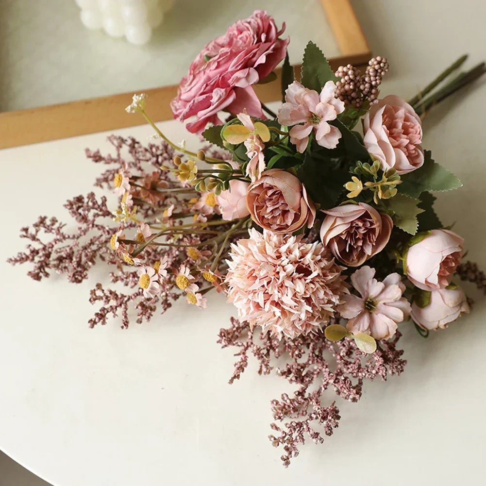 

Искусственная композиция для центрального украшения стола, гибкая композиция из искусственных цветов, реалистичные цветы, легкий дизайн, для мероприятий