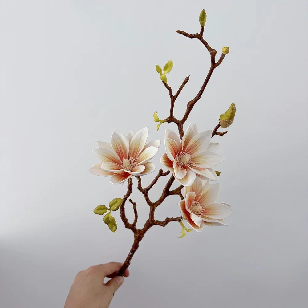 70 cm Magnolien-Kunstblume, Touch-Feeling, künstlicher Farbverlauf, Lotusblütenzweig, Wohnzimmer-Dekoration, Hochzeit – Detail 9