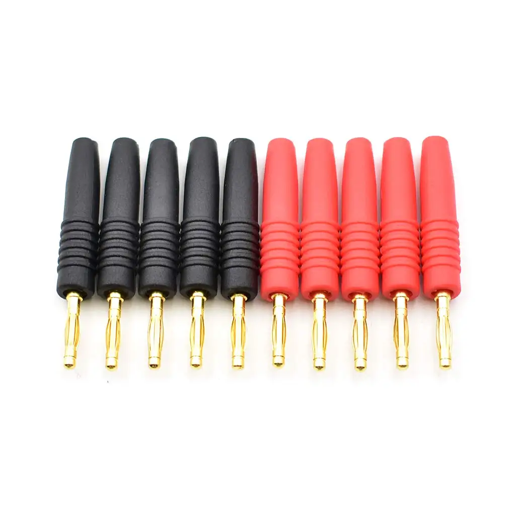 10Pcs Premium 2mm Solder-Type Male Banana Plugs - Durably Engineered for Musical Speakers Studio Monitors - Gold-Plated Contacts
