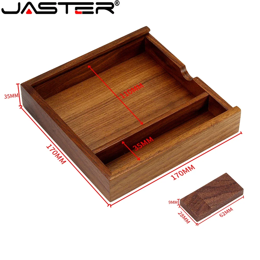 JASTER Wooden Photo Album+usb Flash Drive 64GB Free Color Customization High-speed Pen Drive 32GB Wedding Studio170mm*170mm*35mm