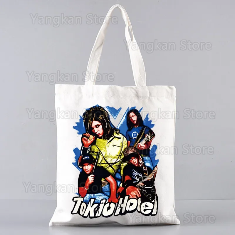 

Rock Band Tokio Hotel Music Harajuku Canvas Shoulder Tote Bag Handbags Eco Shopping Bag Vintage Fashion Ulzzang Bags