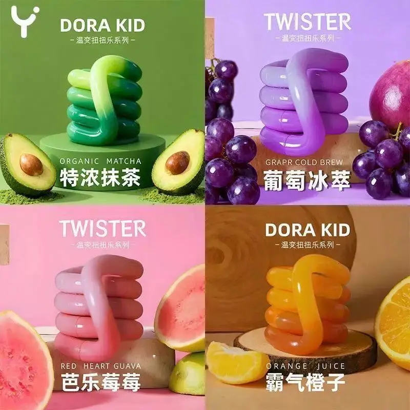 Genuine Tange Color Changing Twist Fidget Toy Plastic Sensory Stress Relief Toy for ADHD Teens Adults Desk Gift