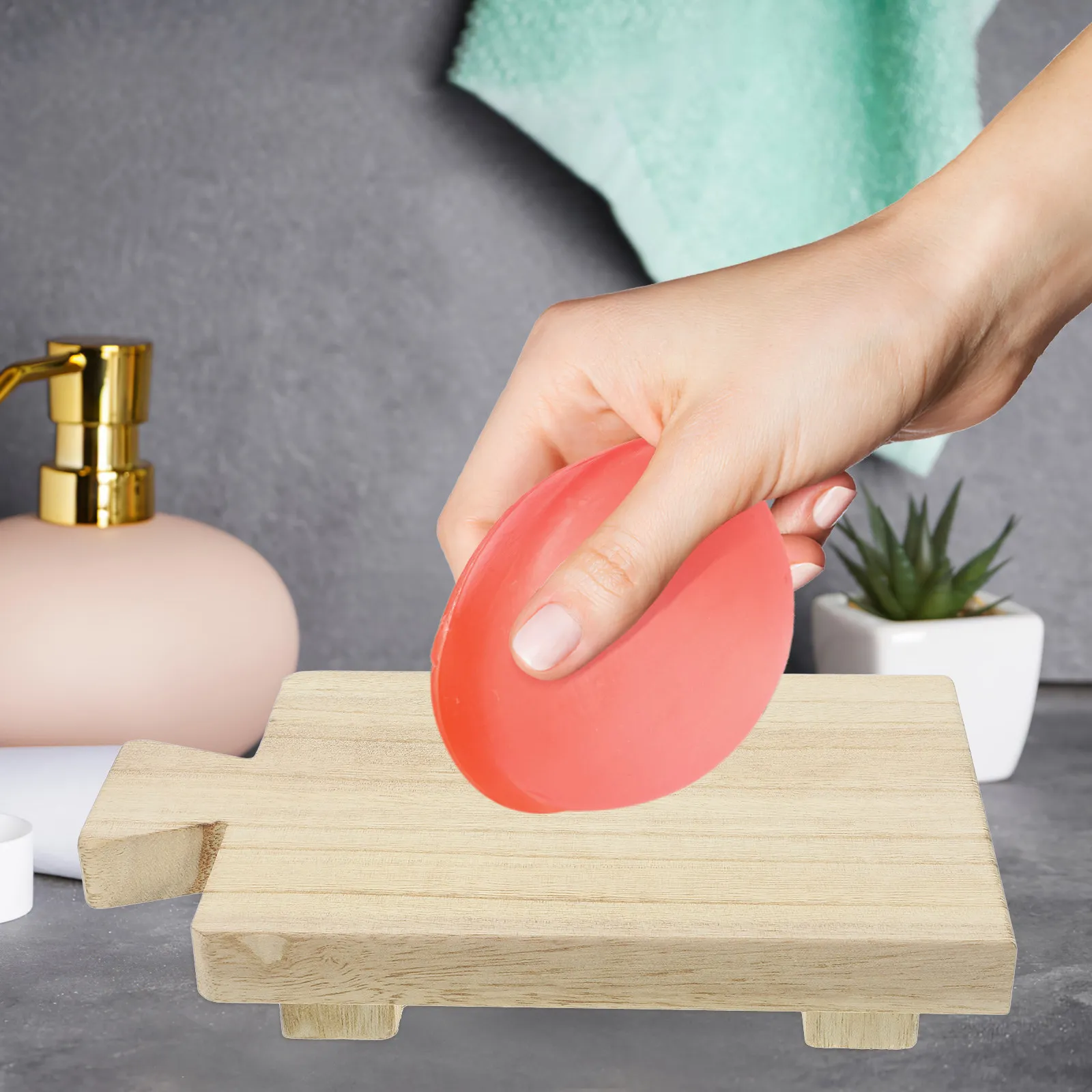 

Wood Pedestal Stand for Soap Tray Bathroom Kitchen Decor Wooden Riser Display Stand Small Space-Saving Wooden Tray for Counter