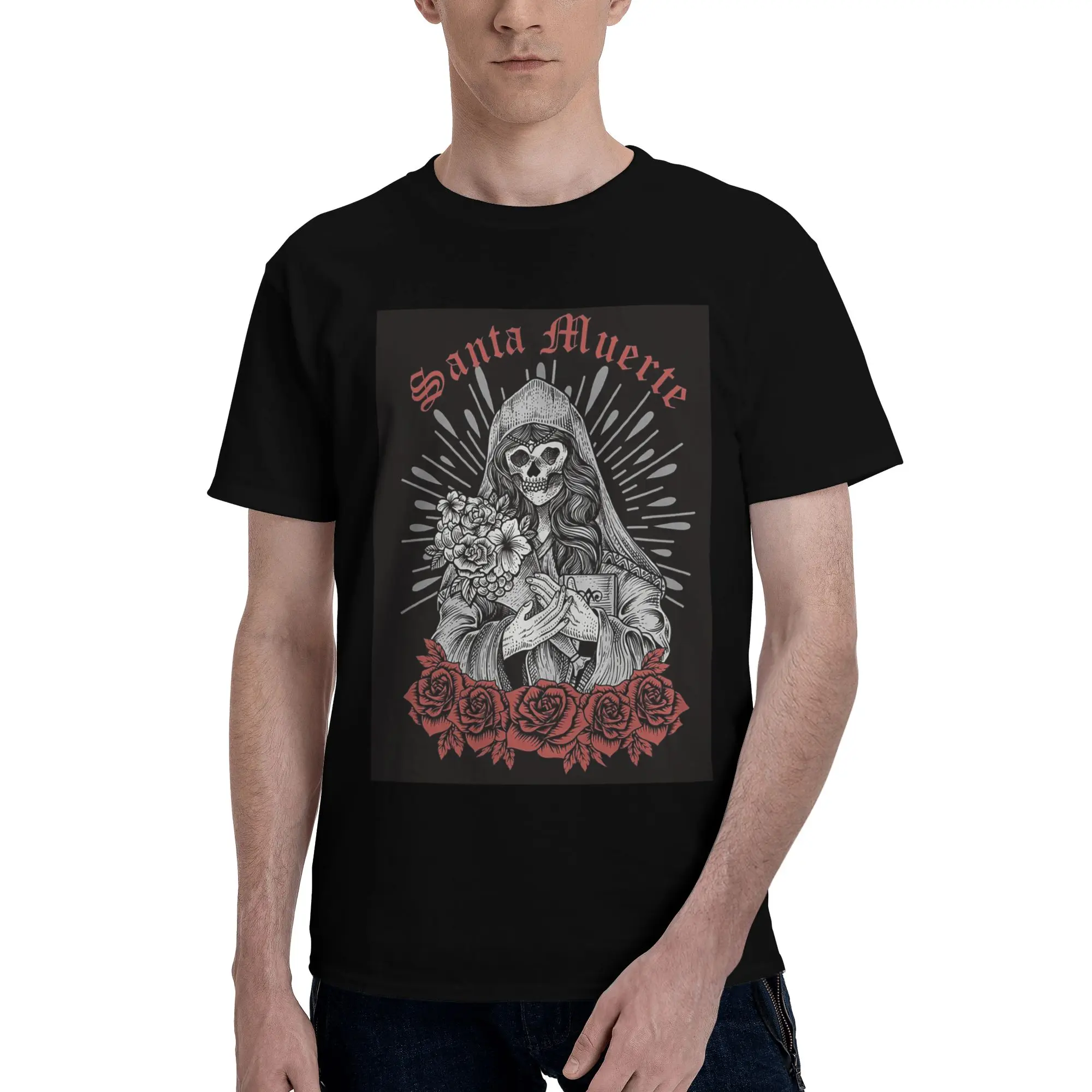 

Santa Muerte Spanish 100% Cotton T-Shirt Men'sFunny T Shirts Men Crew Neck Short Sleeve S-6XL
