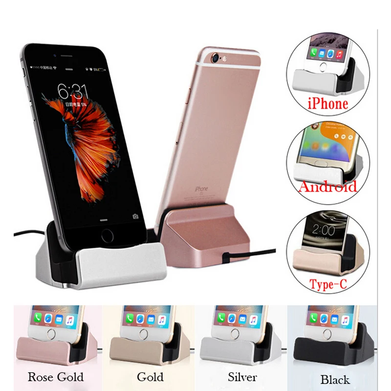 For Iphone XR 12 mini 7 6 USB Cable Data Charger Dock Stand Station Charging for Samsung Xiaomi Huawei Android Mciro/Type C/IOS
