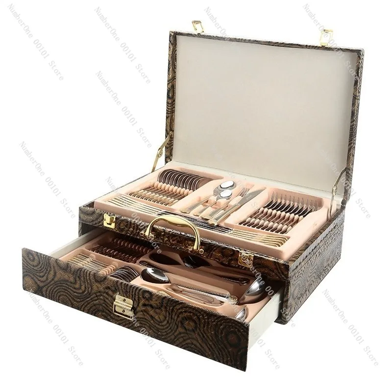 Stainless Steel Western Cuisine Knife, Fork, Spoon Set, Complete Set of Tableware Gift Box, High-end Gift Box Special Occasions