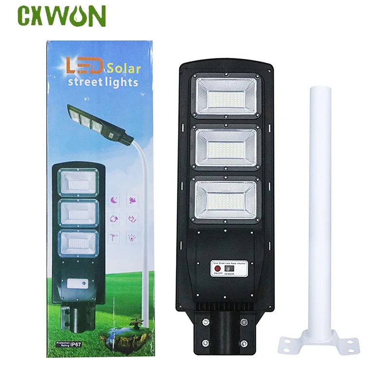 

30W 60W 90W Solar Street Lamp Radar Motion Sensor Waterproof IP67 Wall Outdoor Landscape Garden Road Light with Pole