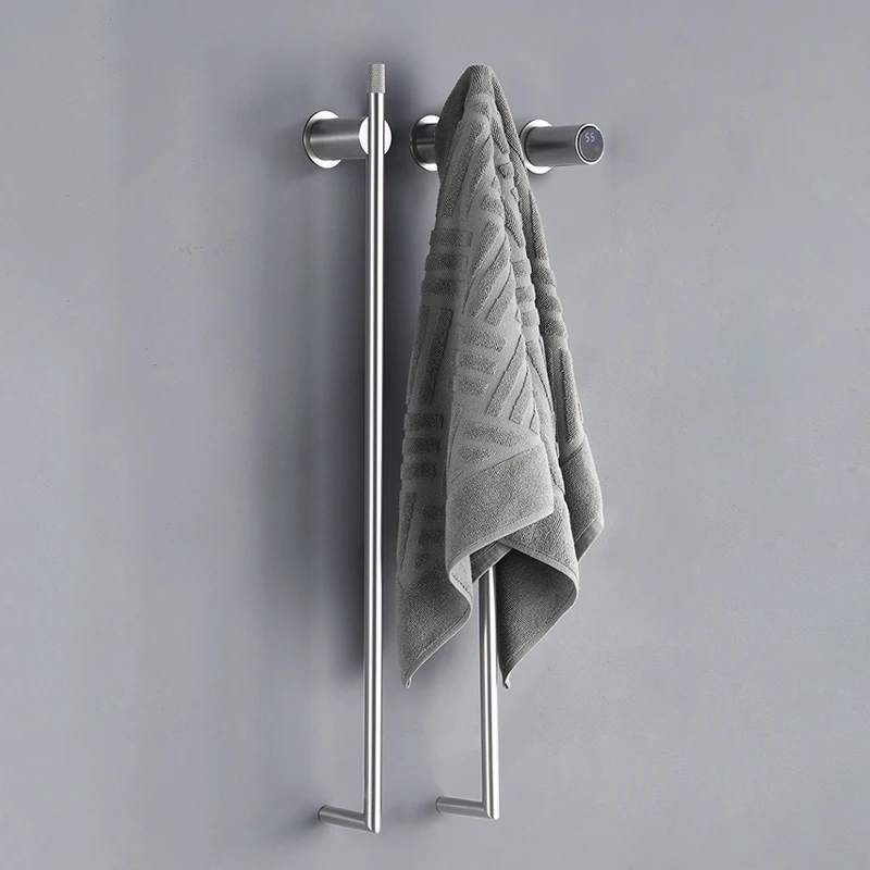 Brushed Gold Electric Heated Towel Rack Smart Temperature & Timing Control Hidden‑Wiring Bathroom Towel Warmer Rail