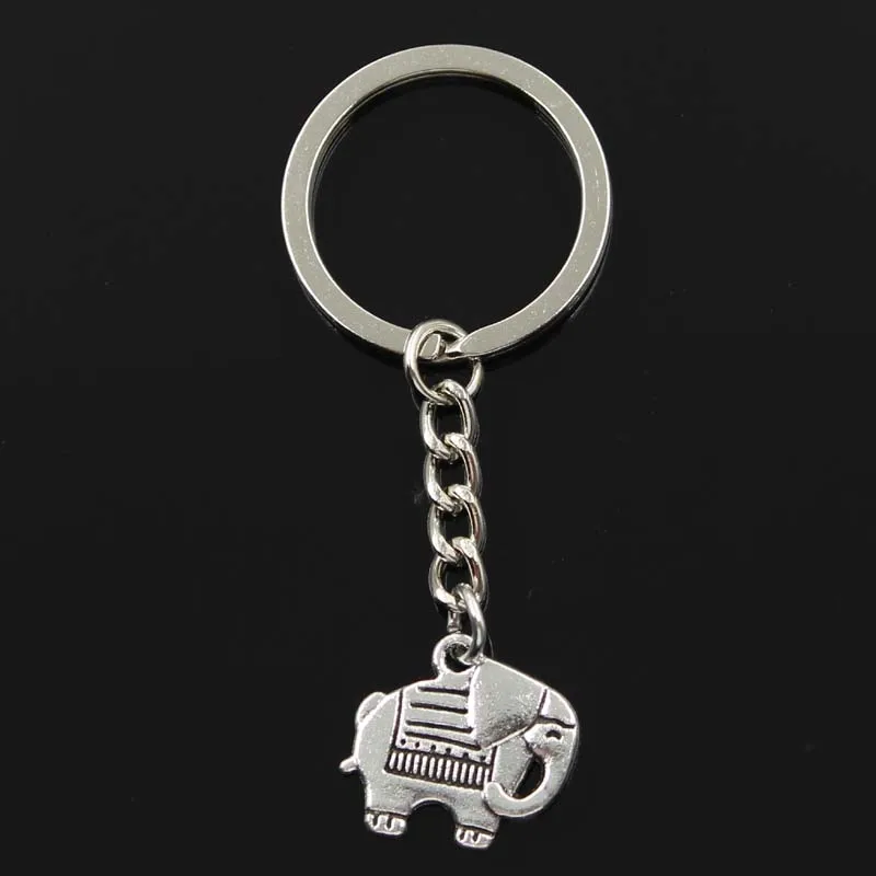 Fashion Keychain 19x20mm Proboscis Elephant Silver Color Pendants DIY Men Jewelry Car Key Chain Ring Holder Souvenir For Gift