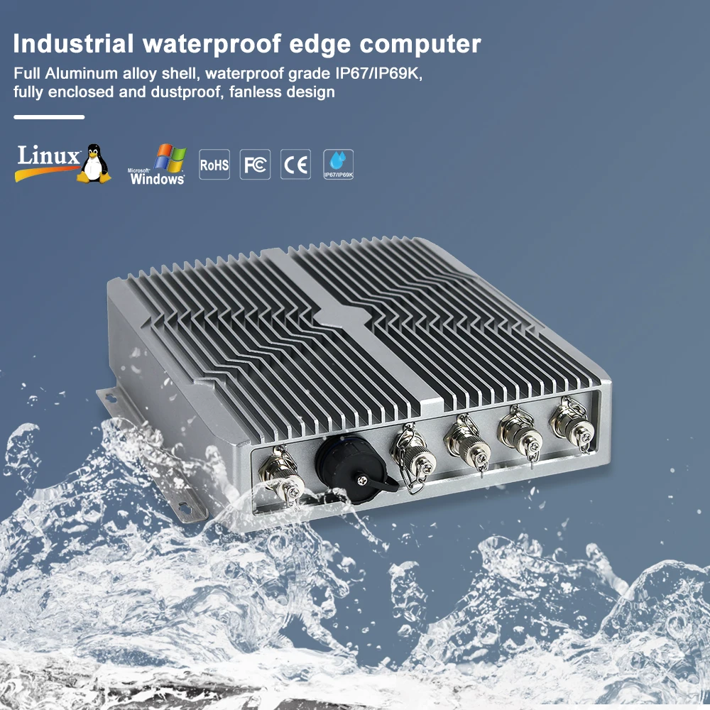 IP67/IP69K Rugged Industrial Box PC I3-1215U Fanless M12 Waterproof Edge Computer for Smart Factory Automation