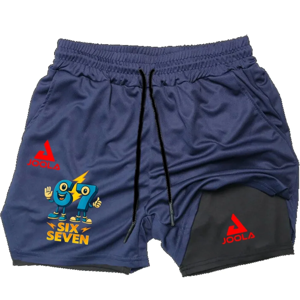 

New JOOLA 67 Logo 2-in-1 Sports Shorts Men Quick Dry Breathable Workout Training Running Short Pants