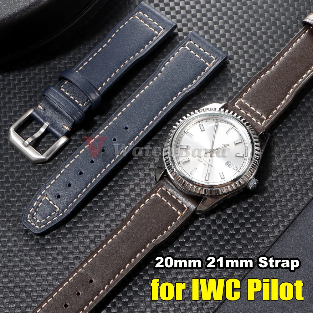 20mm 21mm Watch Strap for IWC Pilot Portugieser Portofino Wrist Belt Watchband Cowhide Bracelet Men Women Watch Accessories