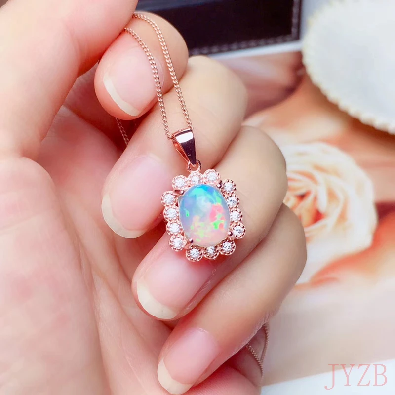 White/blue/green/purple/orange fire opal ring pendant set, suitable for women