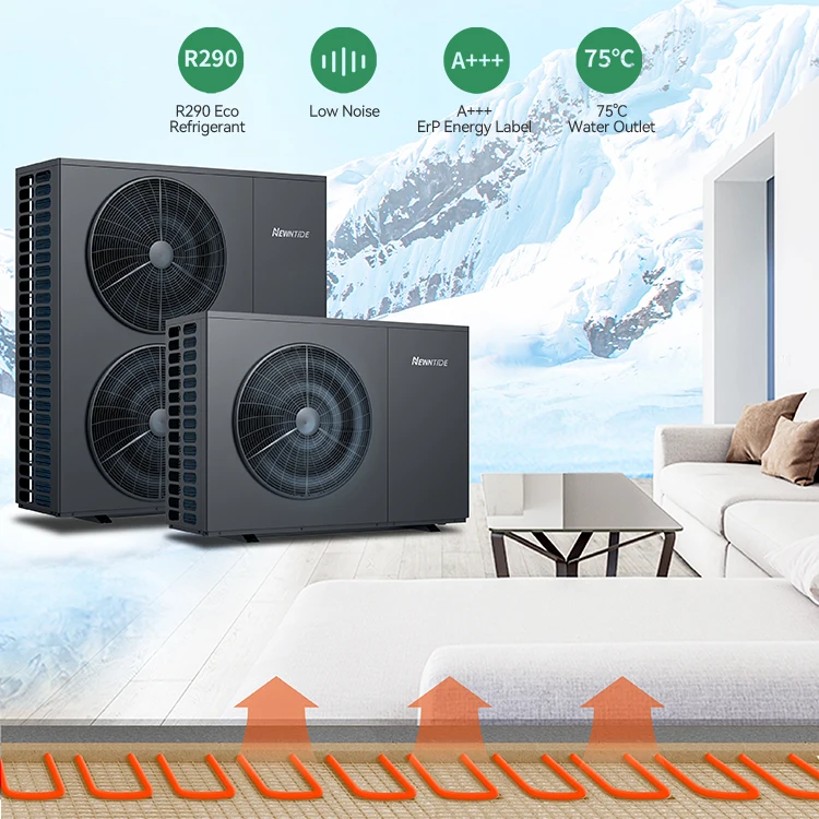 NEWNTIDE Efficient DC Inverter Air Solar Heat Pump 6kW 9kW R290 Metal Monoblock Poland Pompa Ciepla Inverter Air Water Heat Pump