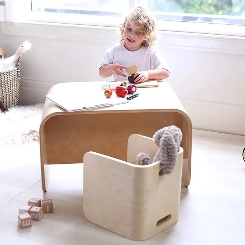 children's table and chair set kindergarten desk multi-functional toy eating and writing dining table household baby study t - view 4