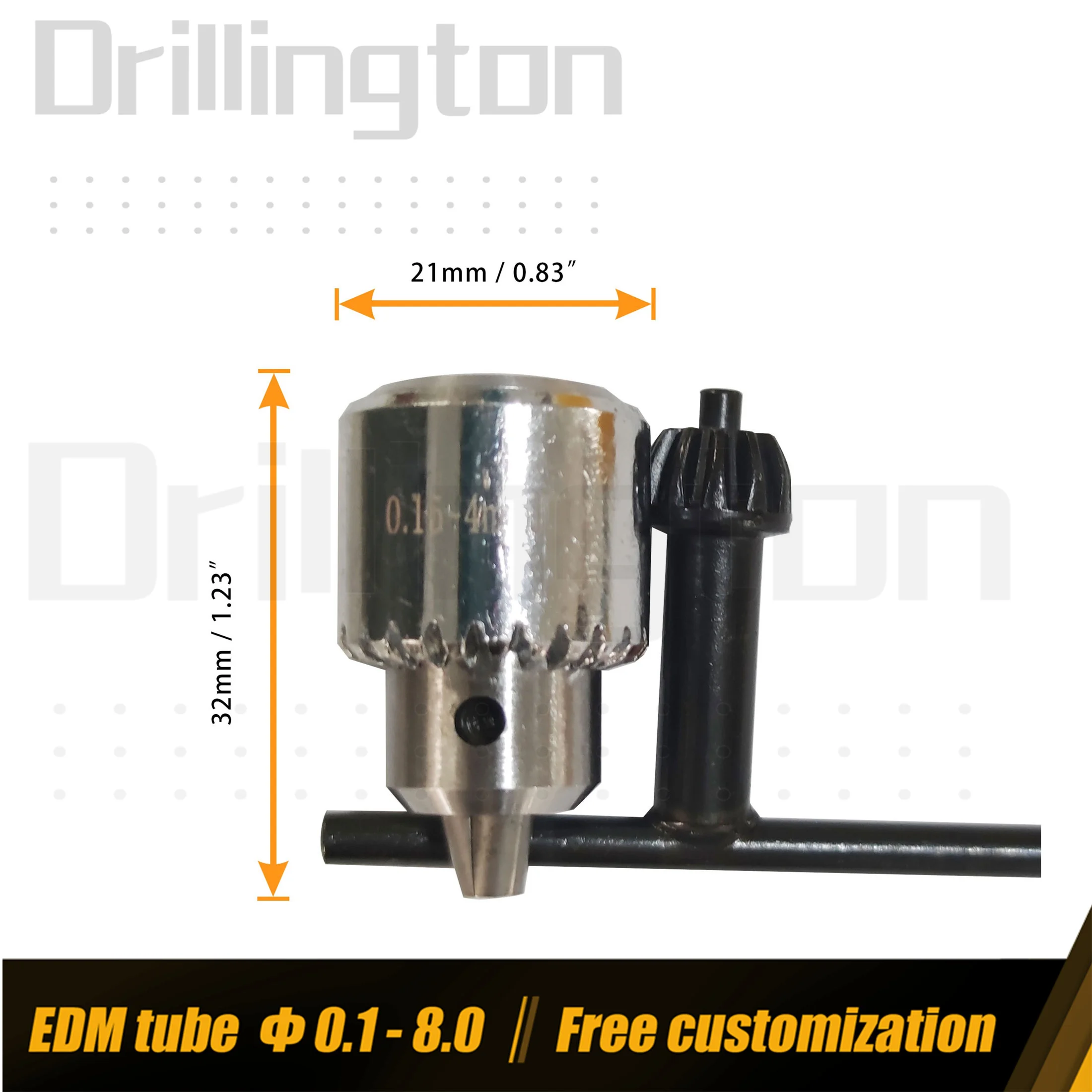 Precision EDM Drill Chuck with Key , JT0 0.15mm to 4mm Keyed Chuck Adapter for EDM Tube , 1/64\